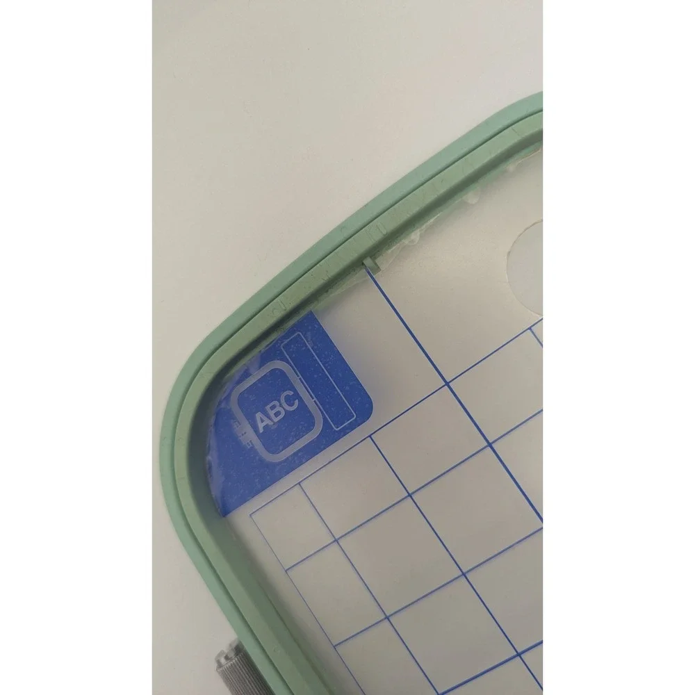 Mint Green Embroidery Machine Hoop with ABC Alignment‎ Grid Template Crafting